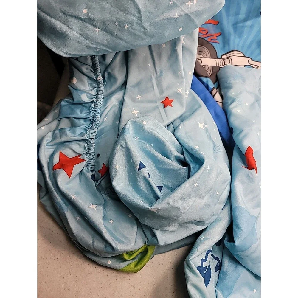 Toy Story 4 Twin Sheet  Blue Fitted and Flat Sheet Plus 1 Pillowcase